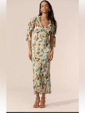 NWT retail$158 size S #Anthro #Reclectic short sleeve V-neck slip midi dress